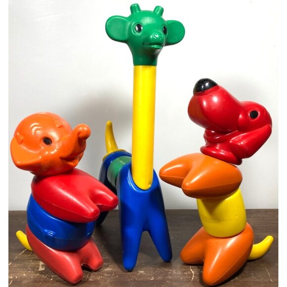 Vintage Tupperware Toy Zoo It-Yourself Animal Set Dog Giraffe Elephant TupperToy - Picture 1 of 9